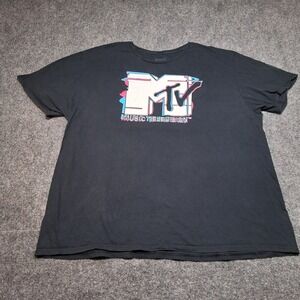 MTV Shirt Men 3XL Black‎ Tee Music Television Viacom Y2K 90s Retro Causal